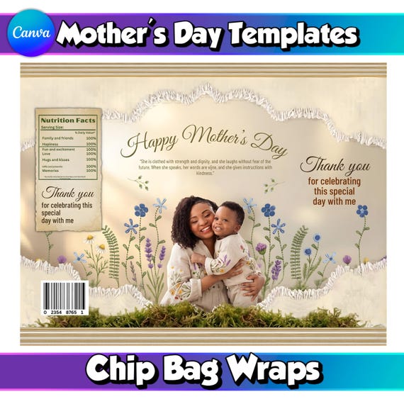 Mom Party Chip Bag Template Editable Canva DIY Mom Party Favor Snack Wrapper Mothers Day Favor Mom Gift Wrap Snack Bag Wraps Mom Snack Label