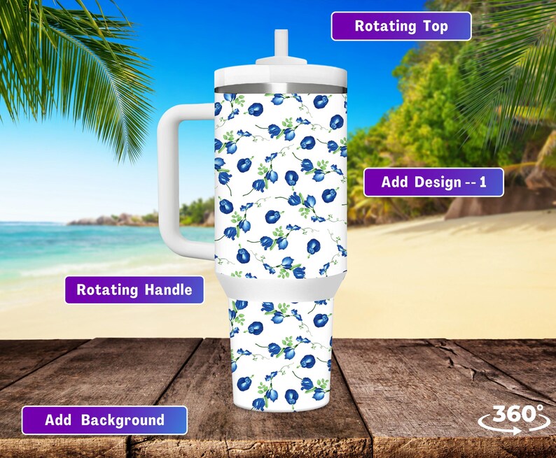 Two 40 Oz Rotating Tumbler Mockup Canva Tumbler Mockup 40 Oz Handle tumbler Mockup