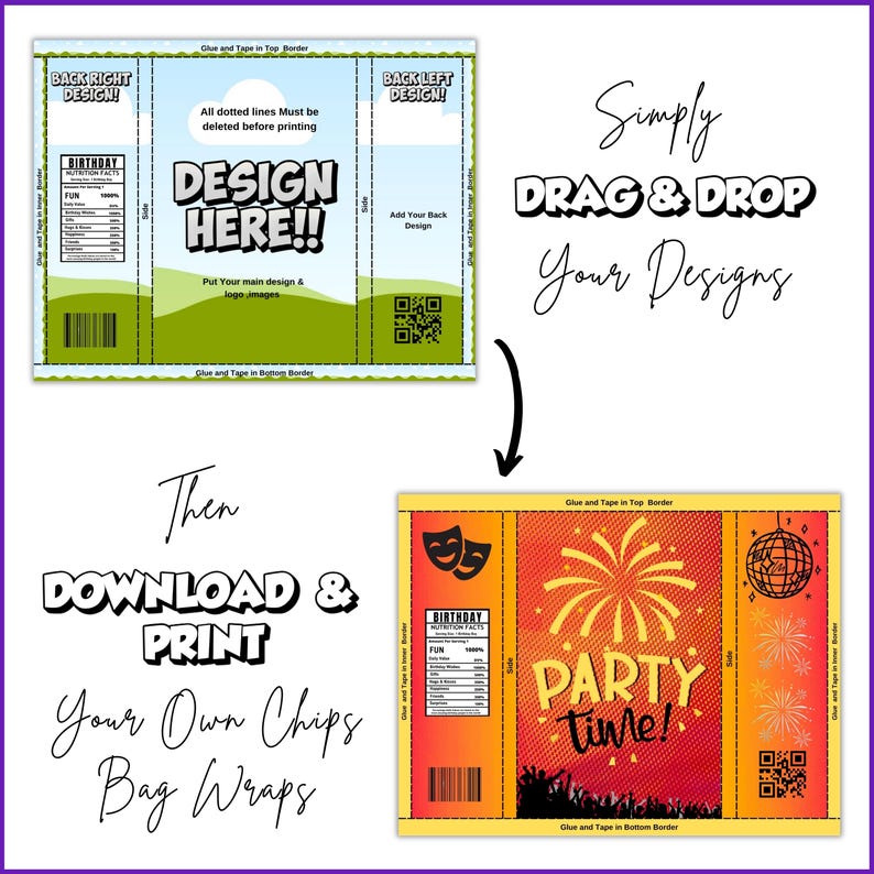 Editable Chip Bag Template Blank Chip Bag Wrapper For Birthday Parties