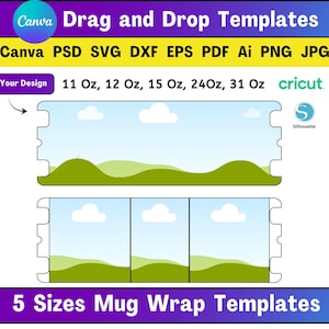 5 Größe Becher Wrap Vorlage 11 Unze 12 Unze 15 Unze 24Oz 31Oz Becher Wrap Vorlage Canva Bearbeitbare Becher Vorlage Sublimationsbecher Wrap Becher Vorlage SVG Becher