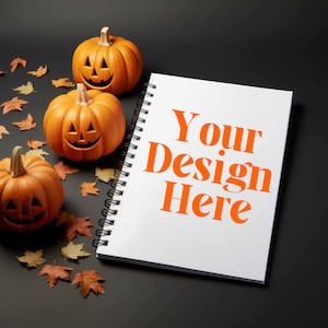 Halloween White Spiral Notebook Mockup (PNG or JPG)