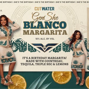 GenShe Editable Cutwater Margarita Cocktail Can Wrap Label Template