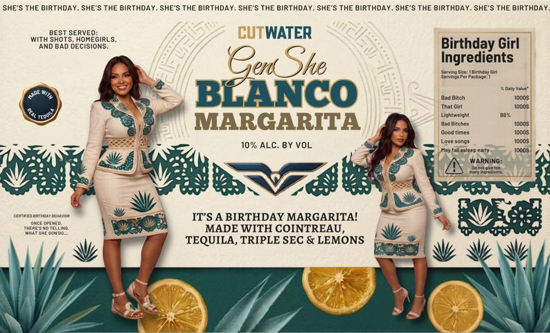 GenShe Editable Cutwater Margarita Cocktail Can Wrap Label Template