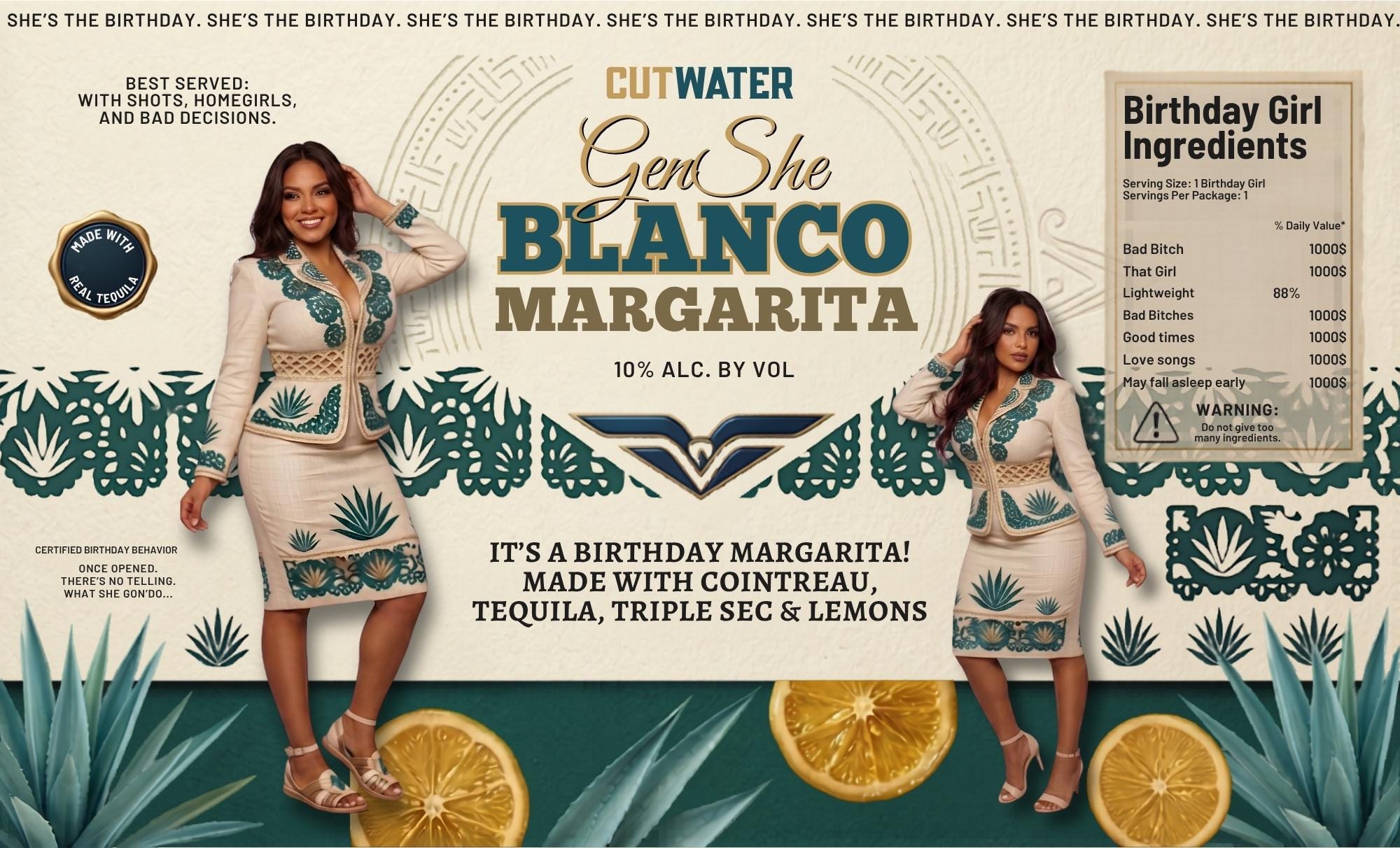 Genshe Editable Cutwater Margarita Cocktail Can Wrap Label Template ...
