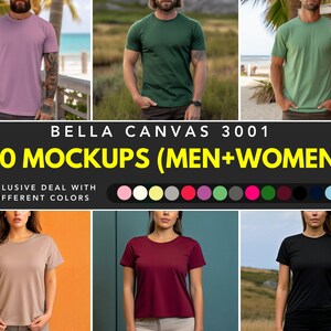 Maqueta 3001 para toda la tienda, Maqueta Bella Canvas 3001 para hombres y mujeres, Maqueta grupal 3001, Paquete de maquetas Bella Canvas 3001 Photoshop, Maqueta de camiseta