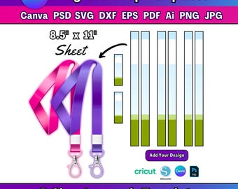 5 Size Lanyard Sublimation Template Canva Lanyard Sublimation Template Drag and Drop Lanyard Template Blank Lanyard Template Lanyard SVG