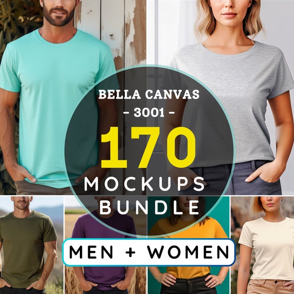 Bella Canvas 3001 Mockup Mega Bundle Bundle Mockup Men and Women Bella Canvas 3001 Mockup Bundle All Colors Entire Shop Bundle Bundle Mockup