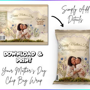 Mom Party Chip Bag Template Editable Canva DIY Mom Party Favor