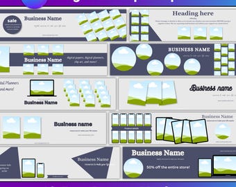 10 Canva Etsy Banner Mockup Bundel: Sjablonen Etsy Shop Banner Branding Kit slepen en neerzetten