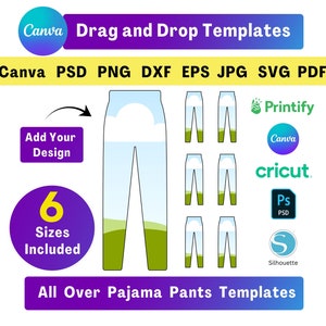 All Over Print Pajama Pants Template Canva Pajama Pants Printify Sublimation Pajama Template Pajama Pants SVG Editable Template DIY Pajama