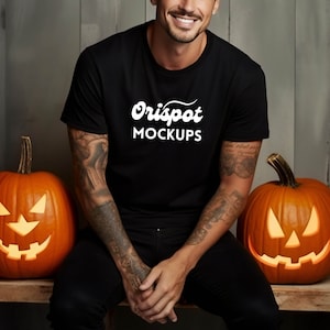 Halloween Black T-Shirt Mockup: Bella Canvas 3001 (Digital Download)