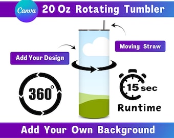 Canva Animated Rotating 20 Oz Tumbler Mockup (Digital Download)