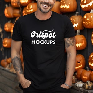 Halloween Black T-Shirt Mockup: Bella Canvas 3001 (Digital Download)