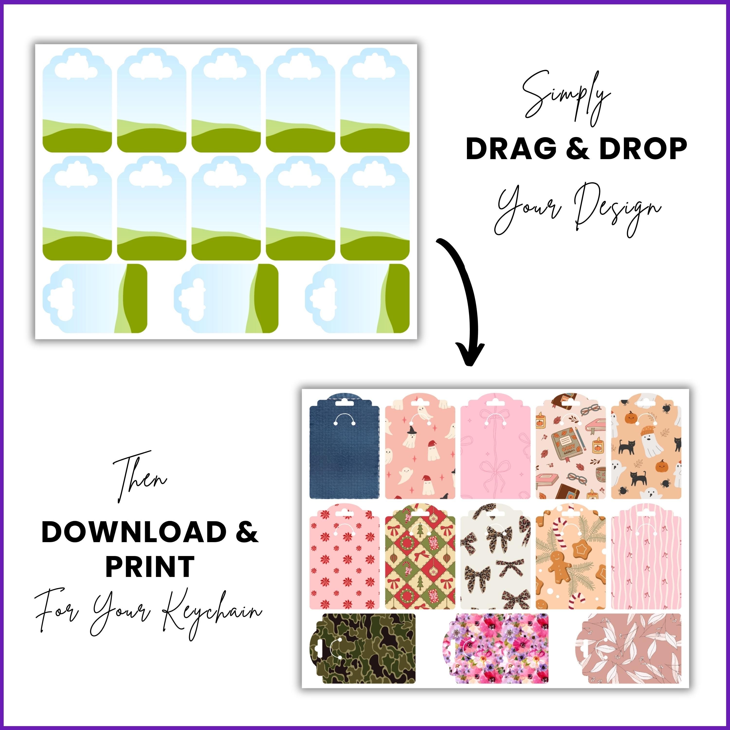 Keycard Printable 6 Keychain Display Card Template Canva Keychain Template SVG Keychain ...