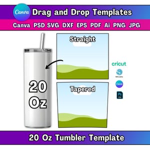 Skinny Tumbler Template 20 Oz Canva Drag and Drop 20OZ Tumbler Wraps Templates Custom Canva Frames Sublimation Tumbler Wrap Tumbler Wrap SVG