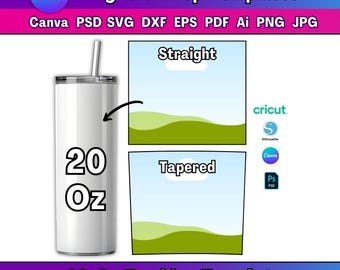 Skinny Tumbler Template 20 Oz Canva Drag and Drop 20OZ Tumbler Wraps Templates Custom Canva Frames Sublimation Tumbler Wrap Tumbler Wrap SVG