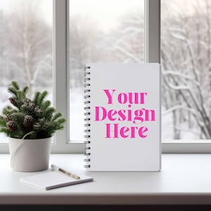 Christmas Spiral Notebook Mockup: White Planner Mockup (Digital Download)