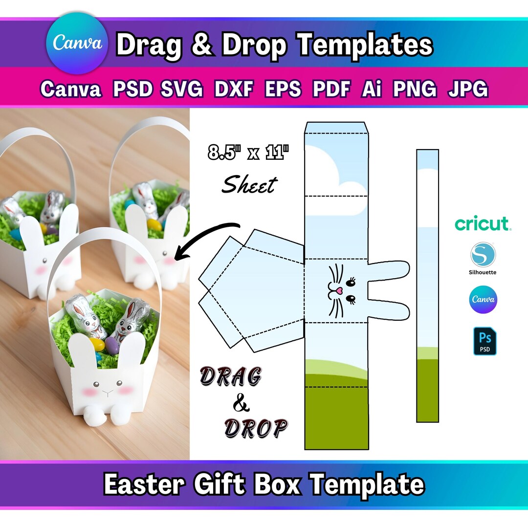 Easter Box Template Bunny Treat Box SVG for Cricut Printable Easter ...