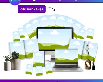 250 Canva Geräte Mockup Bundle Telefon Laptop Buch Digitale Vorlagen