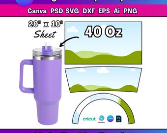 Maquette de gobelet 40 oz Maquette de gobelet Canva par glisser-déposer Modèle de gobelet 40 oz Maquette de gobelet Canva Maquette canva modifiable gobelet 40 oz SVG