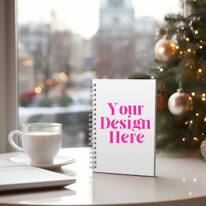 Christmas Spiral Notebook Mockup: White Planner Mockup (Digital File)