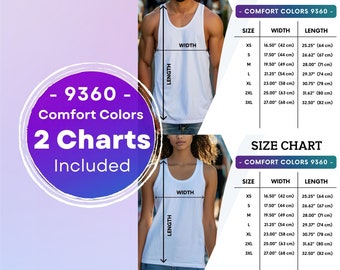 Comfort Colors 9360 Size Chart Comfort Colors Men and Women Size Chart Tank Top Size Chart Unisex Size Chart Mockup 9360 Size Chart Mockups