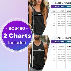 Bella Canvas 3480 Größentabelle Bella und Canvas Men und Women Größentabelle Tank Top Größentabelle Unisex Größentabelle Mockup 3480 Größentabelle Mockups