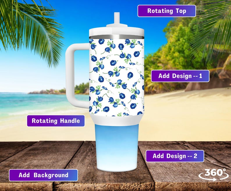 40 Oz Handle tumbler Mockup Boho Tumbler Mockup Animated Mockup