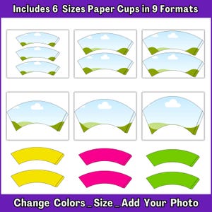 6 Size Paper Cup Wrap Template Editable Canva Coffee Cup Wrap Template