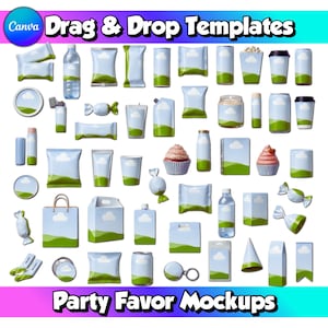 Party Favors Mockup Bundle Canva Party Favor Mockups Birthday Party Favor Valentine Party Favor Digital Party Mockup Candy Bar Mockups