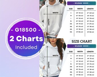 Gildan 18500 Size Chart Gildan 18500 Make and Female Size Chart White Hoodies Sizes Chart Unisex Size Chart Mockup 18500 Size Chart Mockup