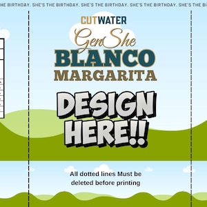 GenShe Editable Cutwater Margarita Cocktail Can Wrap Label Template