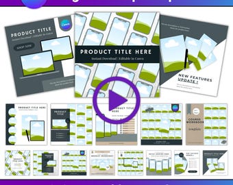 Paquete de 72 maquetas de videos de anuncios de Canva: plantillas de videos con marcos de anuncios que se pueden arrastrar y soltar, de Etsy a Instagram
