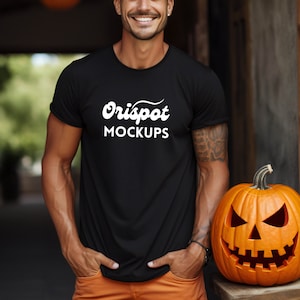 Halloween Black T-Shirt Mockup: Bella Canvas 3001 (Digital File)