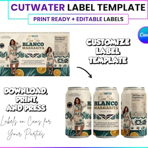 GenShe Editable Cutwater Margarita Cocktail Can Wrap Label Template