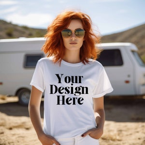 Gildan 64000 Mockup White Gildan 64000 Mockup Gildan Tshirt Mockup Trendy Female Model Mockup White Tshirt Mockup Gildan Mock Up Boho Mockup