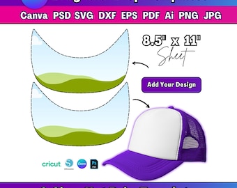 Hat Brim Sublimation Template Canva Baseball Cap Brim Template Blank Hat Template Cap Brim Sublimation Template Hat Brim SVG Canva Editable