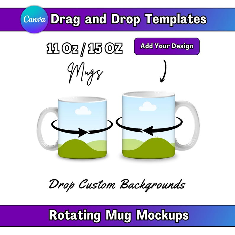 11 oz 15 oz Rotating Mug Mockup Canva Video Mockup Canva Frames Mockup