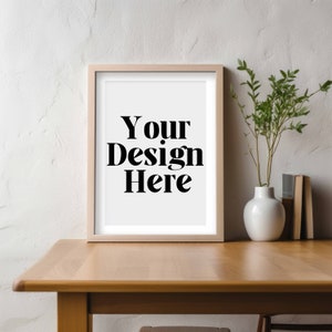 White Wood Frame Mockup: Single Wall Art Display (Digital Download)