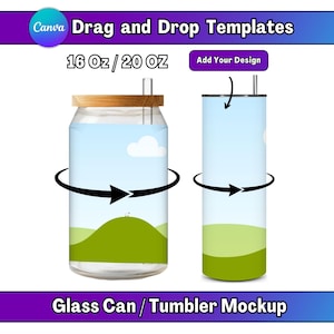 Canva Video Mockup bundle 20 Oz Tumbler Mockup 16 Oz Clear Libbey Glass Can Mockup Animated Mockups Bundle Canva Templates Rotating Mockups