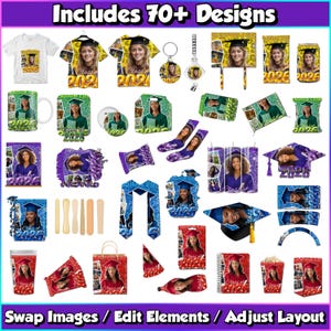 Graduation Party Favor Bundle Canva Templates Editable Grad Party Decor