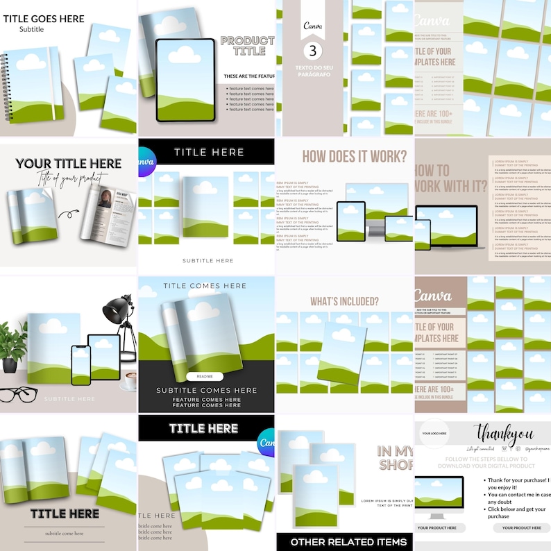 250 Canva Device Mockup Bundle Phone Laptop Book Digital Templates
