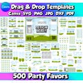 Party Favor Template Bundle Printable Kids Favors Caprisun Label Chip Bag Candy Bar Wrap Rice Krispies Wrapper Gable Box Suitcase Box DIY