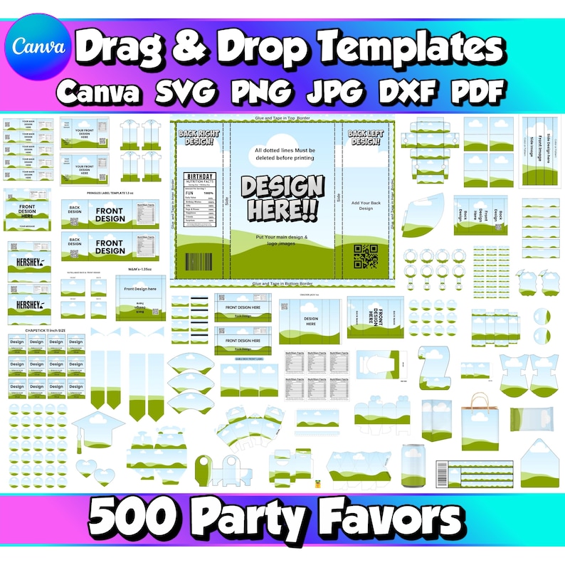 Party Favor Template Bundle Printable Kids Favors
