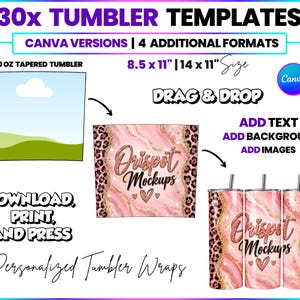 Skinny Tumbler Template 20 Oz Canva Drag and Drop 20OZ Tumbler Wraps