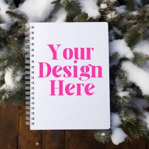 Christmas Spiral Notebook Mockup: White Planner Mockup (PNG, JPG)