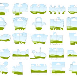 Laser Cut Paper Bag Box Dieline Silhouette DXF Printable Crafts DIY Packaging Kits