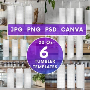 20 oz Skinny Tumbler Mockup: Canva Template, PSD, PNG, JPG (Digital File)