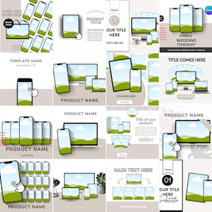 250 Canva Device Mockup Bundle Phone Laptop Book Digital Templates