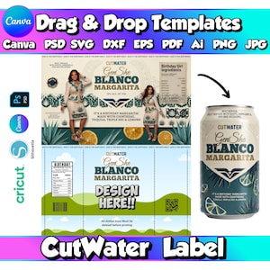 GenShe Editable Cutwater Margarita Cocktail Can Wrap Label Template